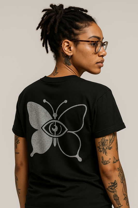 CLRTY Eclipse Back Print Tee – Silver Vision
